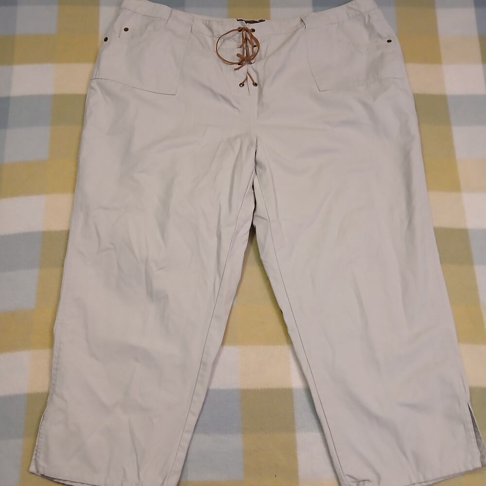 Route 66 Womens Beige Tie Front Capris Size 20